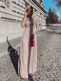elegant-round-neckline-3-4-sleeve-sequins-patchwork-evening-dress-ep00683