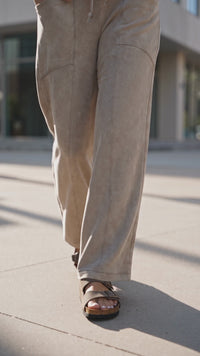 Women’s Smoke Gray Retro High-Waist Wide Leg Pants with Drawstring - Stylish Mineral Wash Western Trousers for Comfort