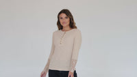 Chic Women's Beige Crochet Lace Hem Short Sleeve Button-Up Top for Effortless Casual Style