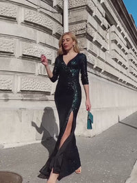shiny-v-neck-long-sleeve-sequin-evening-party-dress-ep00824