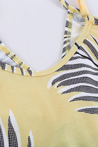 Printed Loose Sleeveless Jumpsuit - Square - Bare - Bateau