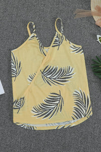 Printed Loose Sleeveless Jumpsuit - Square - Bare - Bateau