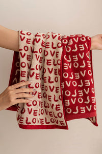 Women's Pure Cotton LOVE Jacquard Face Towel in Fiery Red