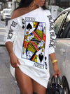 Black Queen Playing Card Print Dress