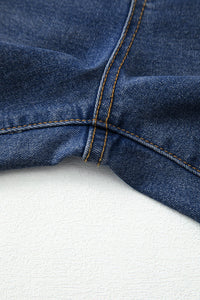 Real Teal Raw Hem Unique Cuffs Straight High Rise Loose Jeans