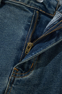 Real Teal Square Patch Pocket High Rise Shift Jeans