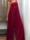 Crimson Dahlia Plush Bib Baggy Leg Jumpsuit