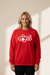 Women's Red Love Graphic Cotton-Blend Sweatshirt