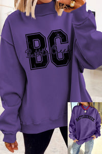 Women's Reversible Purple Mock Neck Sweatshirt: Battle Creek Print