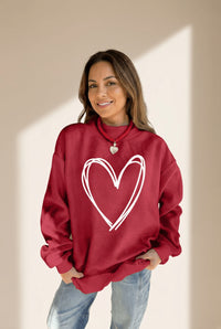 Women's Racing Red Heart Script Mock Neck Sweatshirt