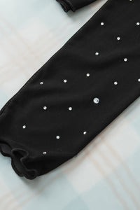 Rhinestone Embellished Black Mesh Party Top