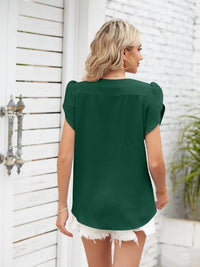 Round neck petal sleeve chiffon short sleeve loose women's T-shirt top