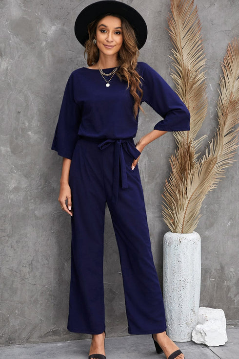 Round Neck Solid Color Sleeveless Split Dress