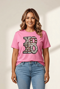 Women's Sachet Pink Sequined XOXO Graphic T-Shirt
