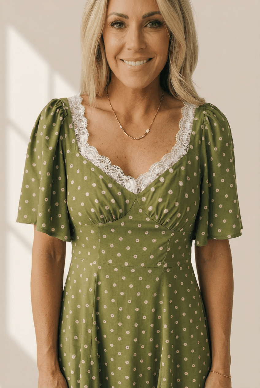 Sage Green Polka Dot Maxi Dress