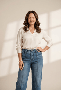 Women's Sail Blue Seamed Straight Leg Jeans with Front Stitching