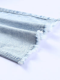 Sky Blue Distressed Acid Wash Flare Jeans