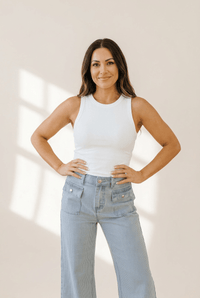 Women's Sky Blue Pinstripe Wide-Leg Denim Trousers