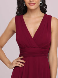 Sleeveless V Neck Mini Wholesale Chiffon Bridesmaid Dress