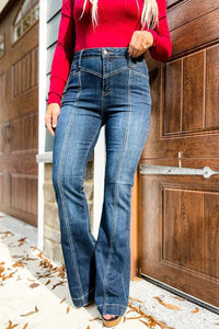 Slim And Flared Denim Pants