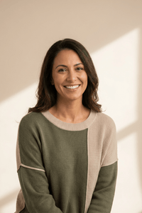 Women's Smoke Green Mixed-Texture Colorblock Pullover