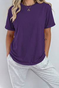 Soft Purple Casual Crew Neck T-Shirt for Women - Comfortable Everyday Style with Relaxed Fit