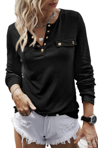 Solid Button Long Sleeve T-Shirt