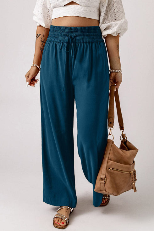 womens-pants-solid-color-pocket-casual-elasticized-pants