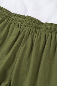 Solid Color Pocket Casual Elasticized Pants