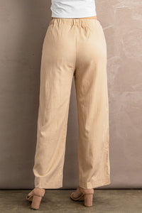 Solid Color Pocket Casual Elasticized Pants