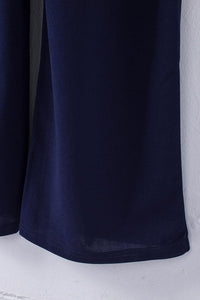 Solid Five-Point Sleeve Belted Wide-Leg Jumpsuit