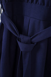 Solid Five-Point Sleeve Belted Wide-Leg Jumpsuit