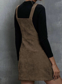 Solid Home Service Loose Short Dress With Pocket  - Bare - A-Line - Square - Tube