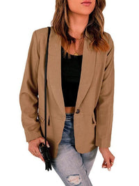 Solid Lapel Long Sleeve Fake Pocket Blazer