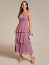 Elegant Tiered Ruffle Hem Wedding Guest Dress with Spaghetti Straps
