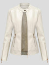 Stand-Up Collar Zipper PU Leather Jacket