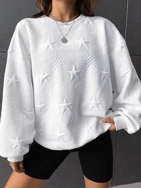 Starlight White Textured Crew Neck Sweatshirt
