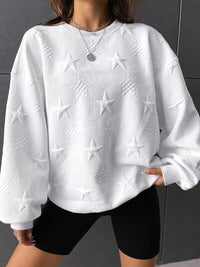 Starlight White Textured Crew Neck Sweatshirt