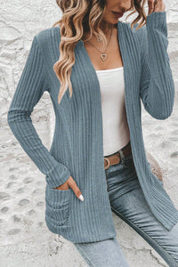 ribbed open cardigan