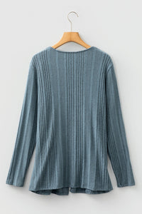 ribbed open cardigan