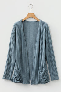 ribbed open cardigan