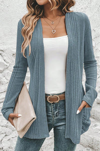 ribbed open cardigan