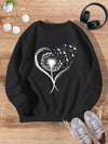 Stylish Black Dandelion Print Winter Sweatshirt with Retro Vibes