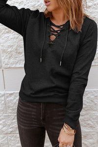 Stylish Comfortable Solid Color Tie Loose Casual  V-Neck T-Shirt