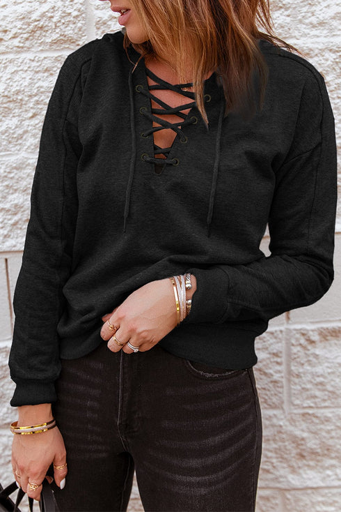 stylish-comfortable-solid-color-tie-loose-casual-v-neck-t-shirt
