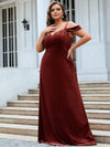 Stylish Sleeveless Shimmery A Line Deep V Neck Bridesmaid Gowns