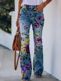 Stylish Women's High-Waisted Bootcut Flare Jeans with Side Pockets