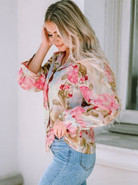 Stylish Women's Loose Floral Print Blouses with Sweet Cardigan Style and Long Sleeves