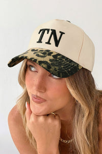 Black TN Contrast Leopard Brim Game Day Baseball Cap