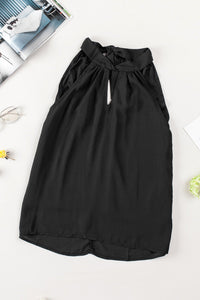 Black Keyhole Halter Neck Tank